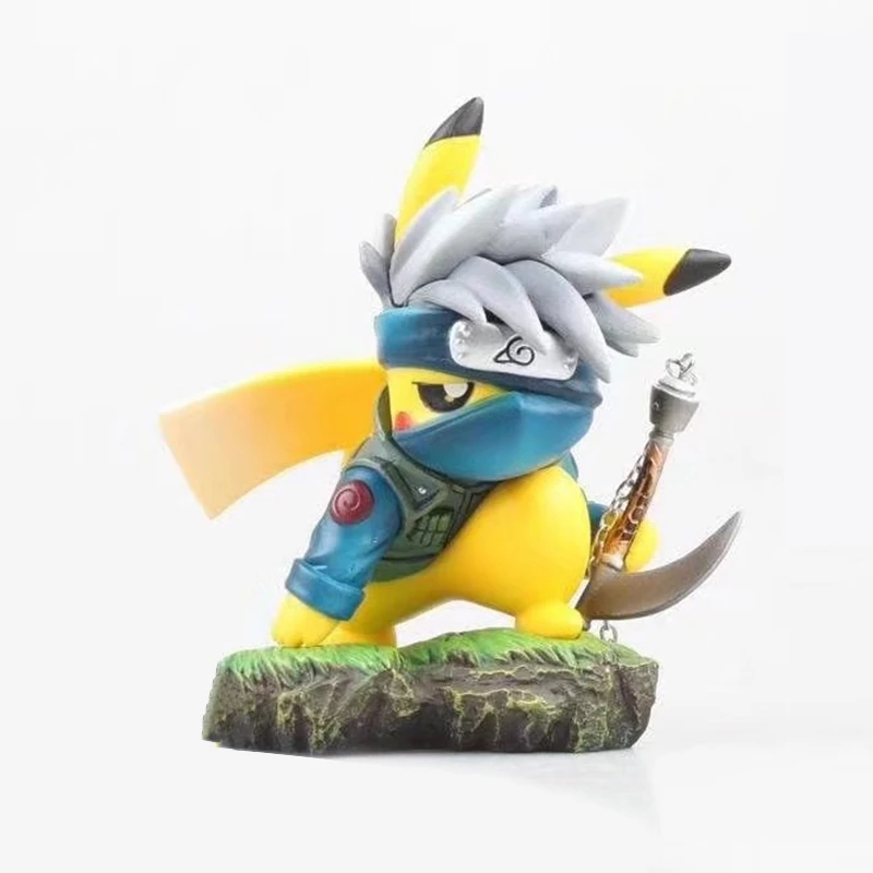 Q Version Actions Figures Pikachu Anime Character Model PVC Action Figure Cartoon Toy Collection Gift For Fans Kakashi Pikachu Kakashi Pikachu