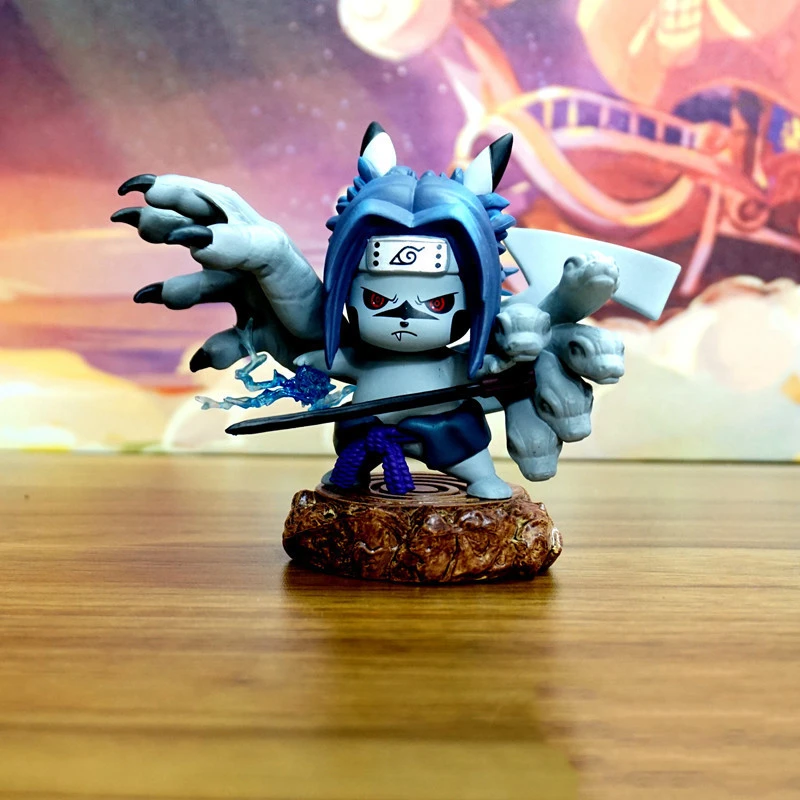 Q Version Actions Figures Pikachu Anime Character Model PVC Action Figure Cartoon Toy Collection Gift For Fans Mantra Chidori Sasuke Mantra Chidori Sasuke