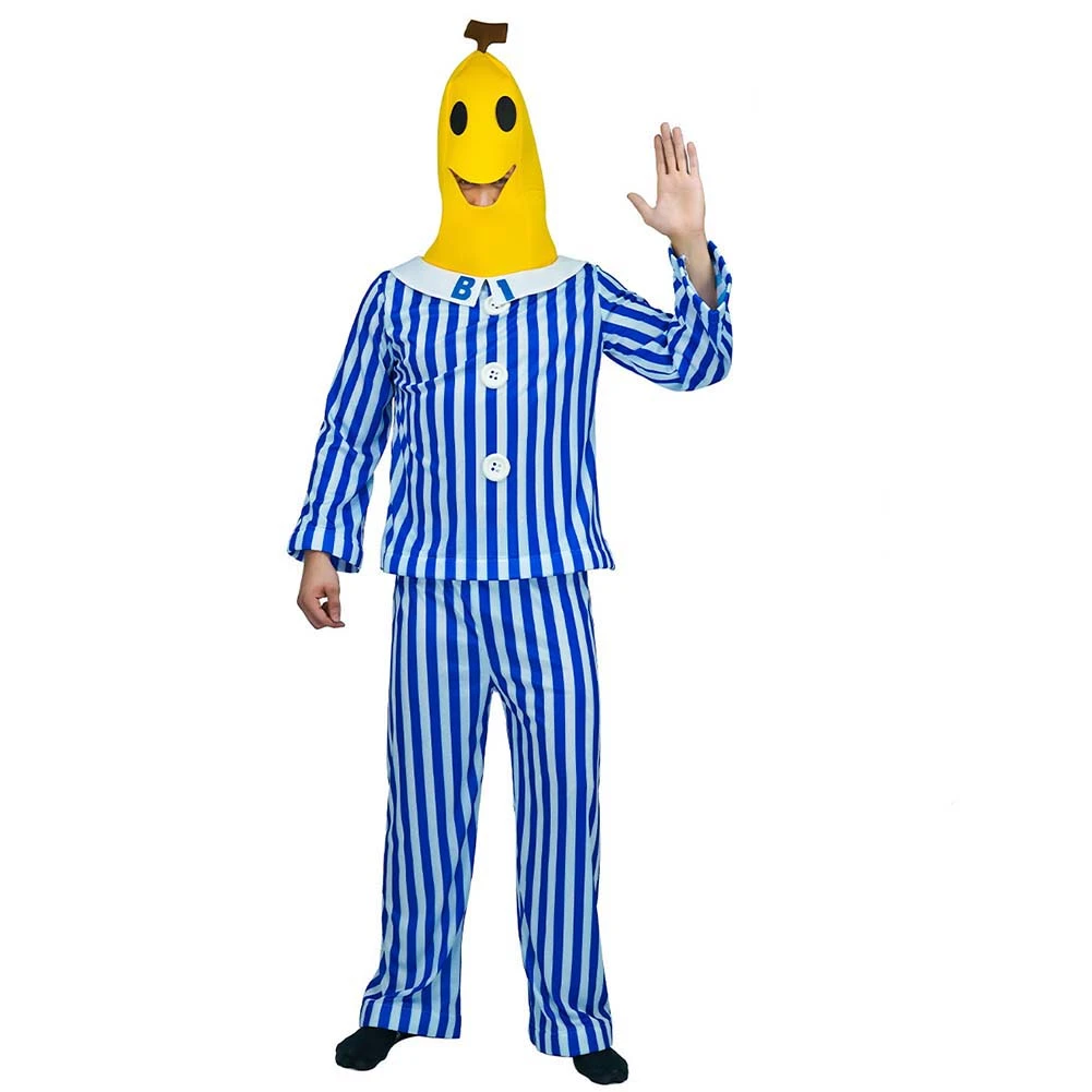 Patient Cosplay Costume With Fruit Hat Blue And White Striped T-shirt Pants