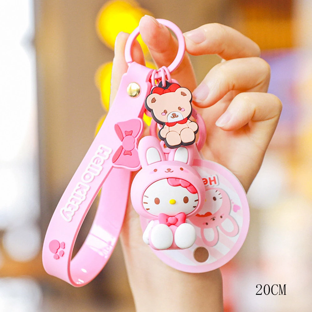 Sanrio Keychain 4pcs Rabbit Cat Charms Keychain Lovely Pink Sakura