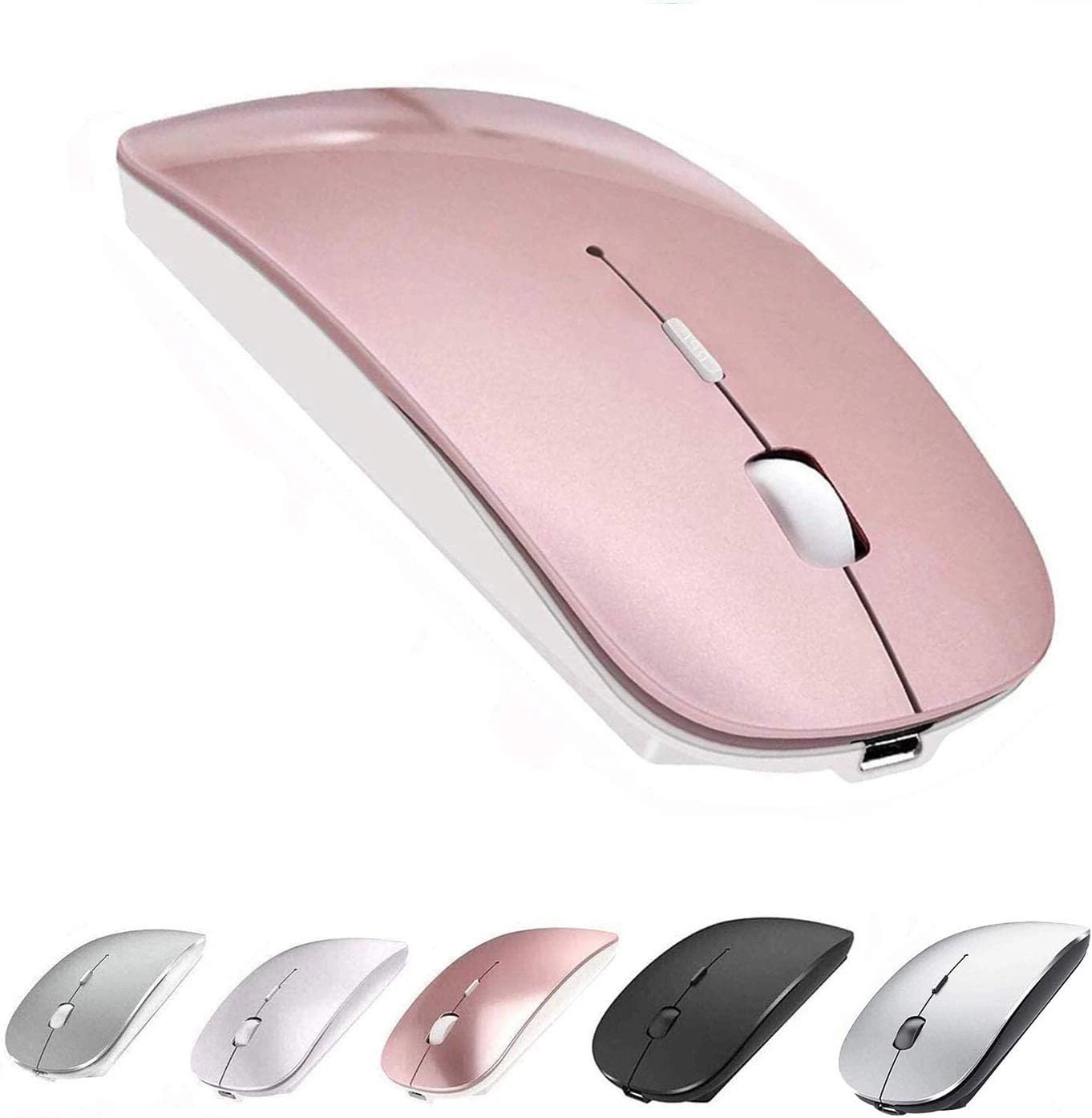 ZCtron Bluetooth Mouse Rechargeable Wireless Mouse for MacBook Pro,Bluetooth Wireless Mouse for Laptop PC Computer (Rose Gold)