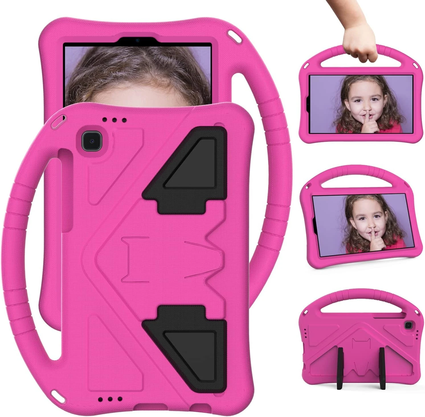 ZCtron Case for Samsung Galaxy Tab A7 Lite 8.7" 2021 SM-T220/T225/T227, Kids Friendly Durable Lightweight Handle Stand Shockproof Protective Cover Hotpink