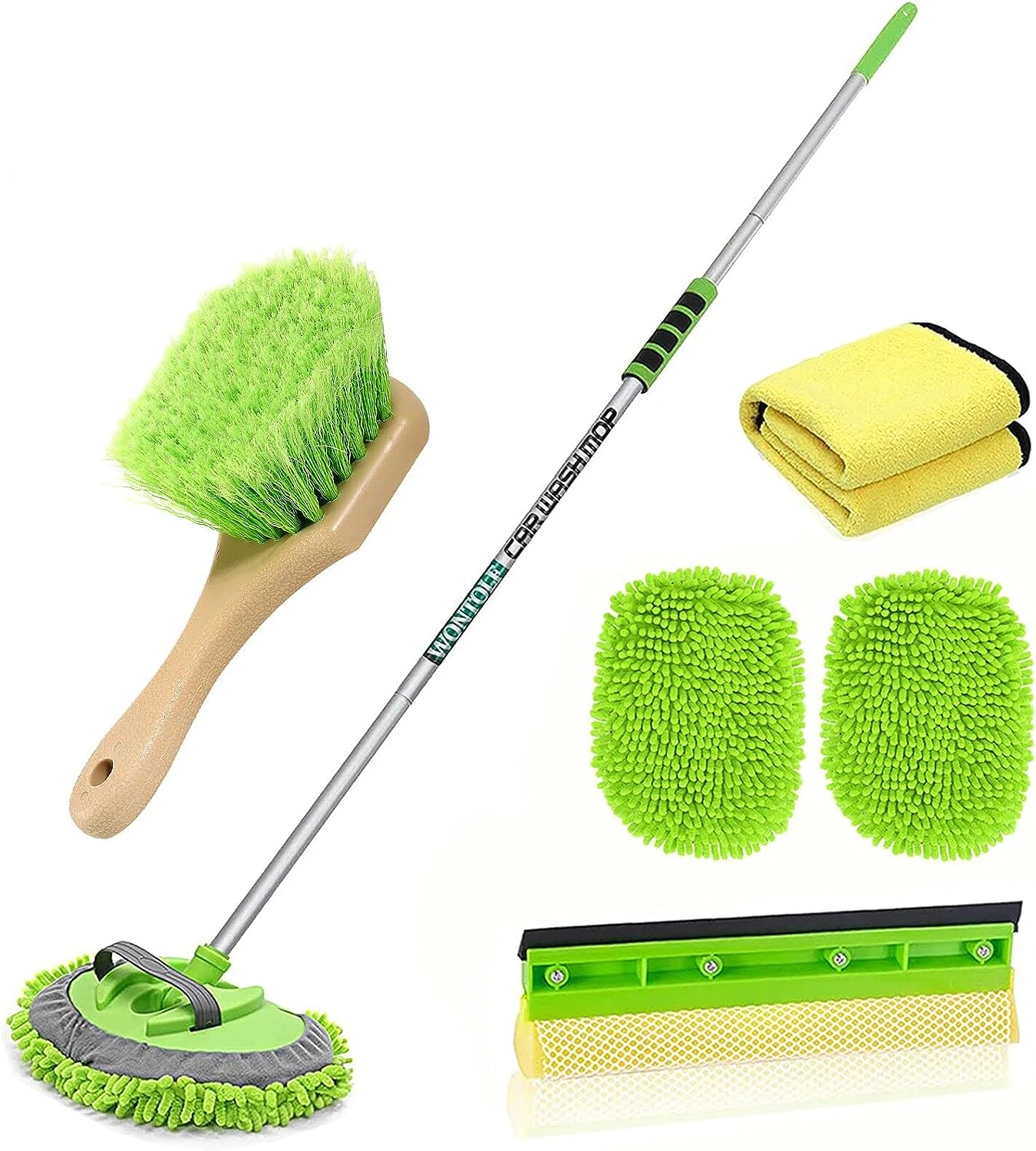 ZCtron Car Wash Brush with Long Handle Chenille Microfiber Car Wash Mop Car Washing Brush Cleaning Kit Car Wheel Tire Brush Microfiber Towels Cleaning Cloth