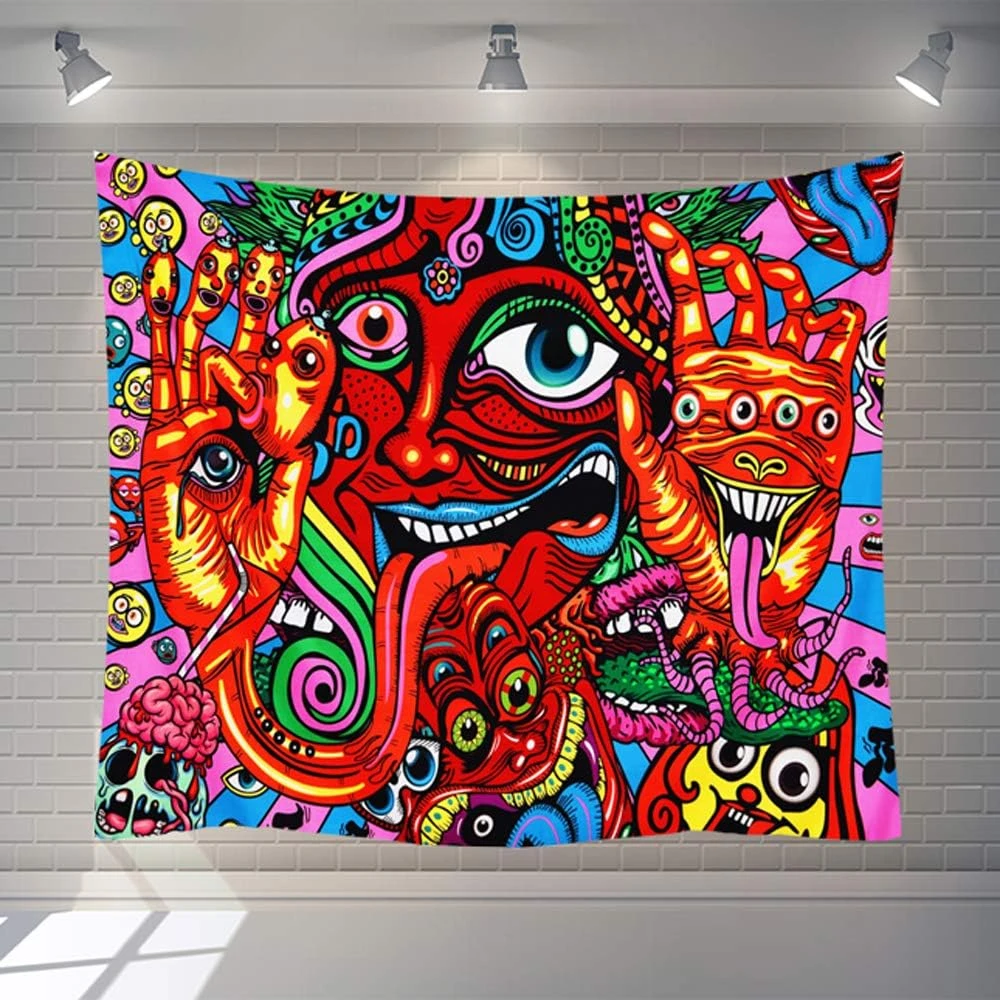 ZCtron Trippy Tapestry,Xigaobear Colorful Tapestry Wall Hanging Psychedelic Hippy Tapestry for Bedroom and Living Room,Fantasy Monster Pattern Abstract Wall Art Decor 59x78 inch