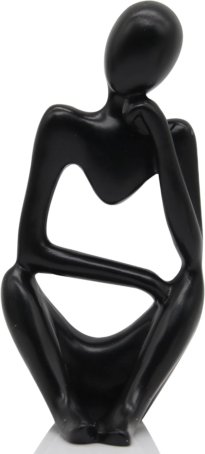 ZCtron Thinker Style Abstract Sculpture Decor (Black) Small Statue,5.2''H Collectible Figurines for Home Decor Accents,Living Room Bedroom Office Decoration