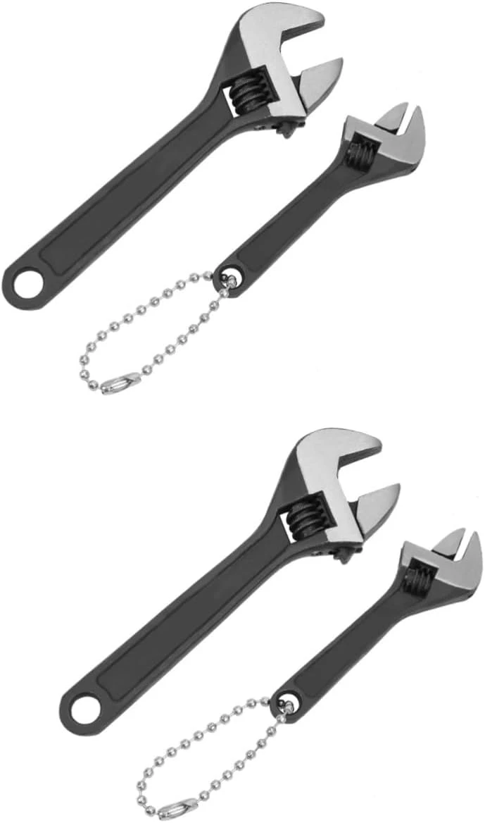 ZCtron 4 Pcs Wrench Mini Adjustable Wrench Plumbing Tools Christmas Small Adjustable Wrench Black Spanner Wrench Adjustable Drive Wrench Set Hand Tools-Black