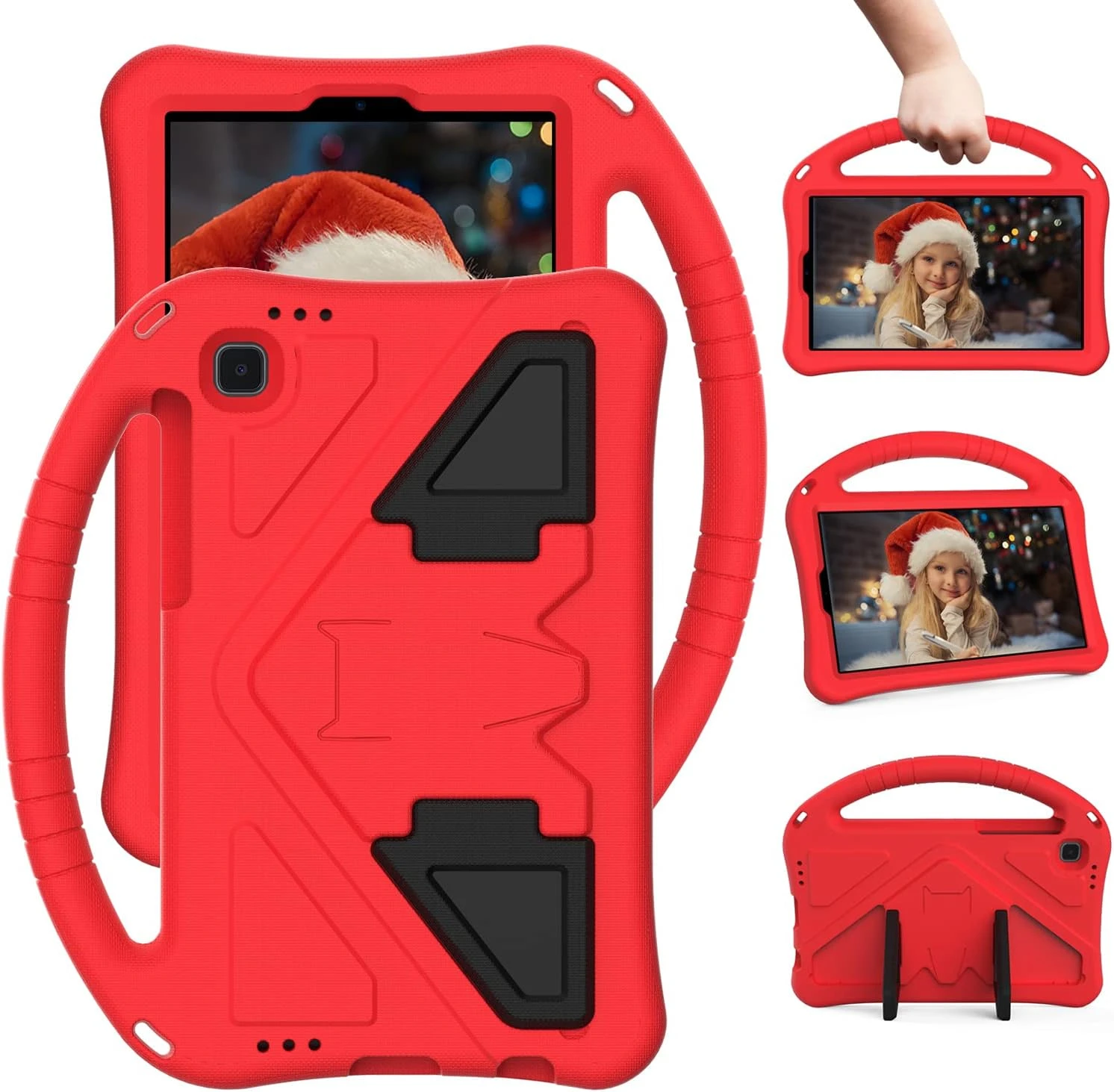 ZCtron Case for Samsung Galaxy Tab A7 Lite 8.7" 2021 SM-T220/T225/T227, Kids Friendly Durable Lightweight Handle Stand Shockproof Protective Cover Red