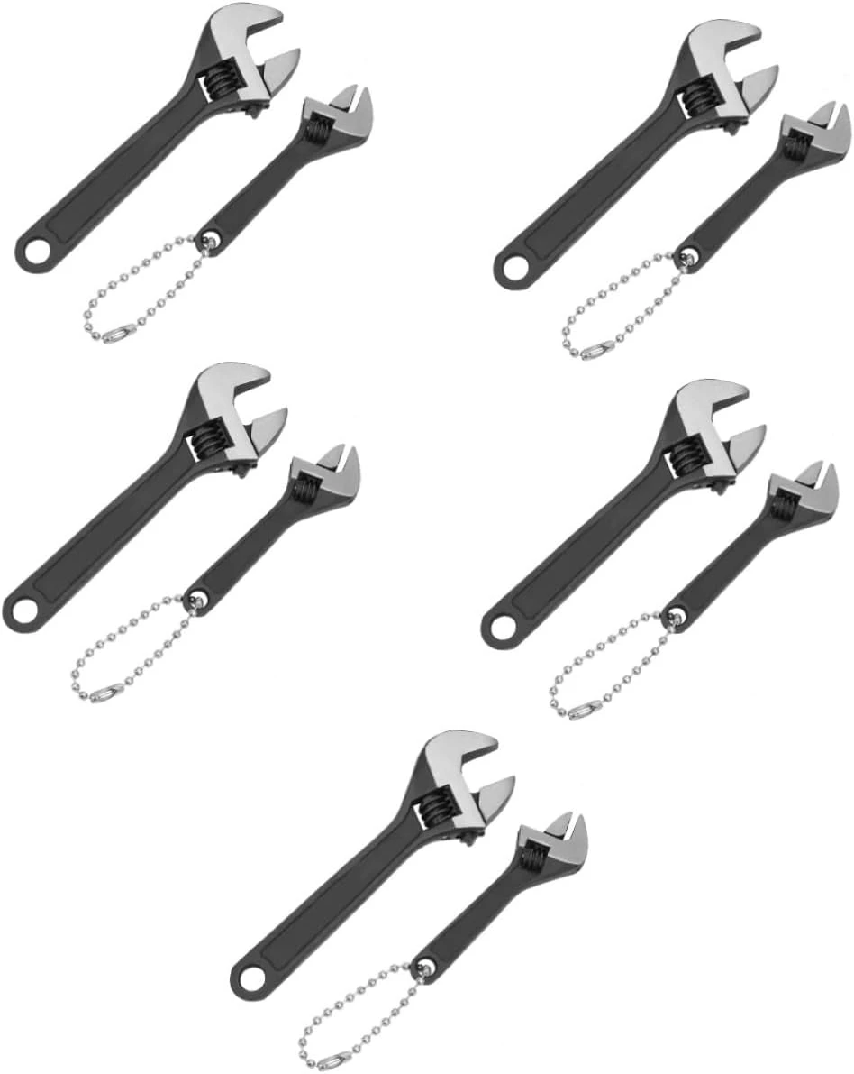 ZCtron 10Pcs Wrench Mini Adjustable Wrench Plumbing Tools Christmas Small Adjustable Wrench Black Spanner Wrench Adjustable Drive Wrench Set Hand Tools-Black