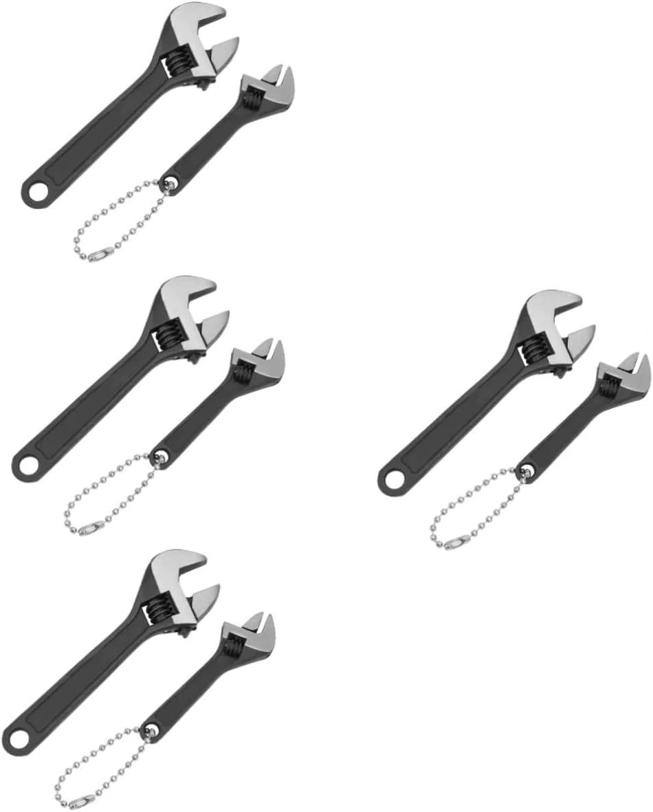 ZCtron 8 Pcs Wrench Mini Adjustable Wrench Plumbing Tools Christmas Small Adjustable Wrench Black Spanner Wrench Adjustable Drive Wrench Set Hand Tools-Black