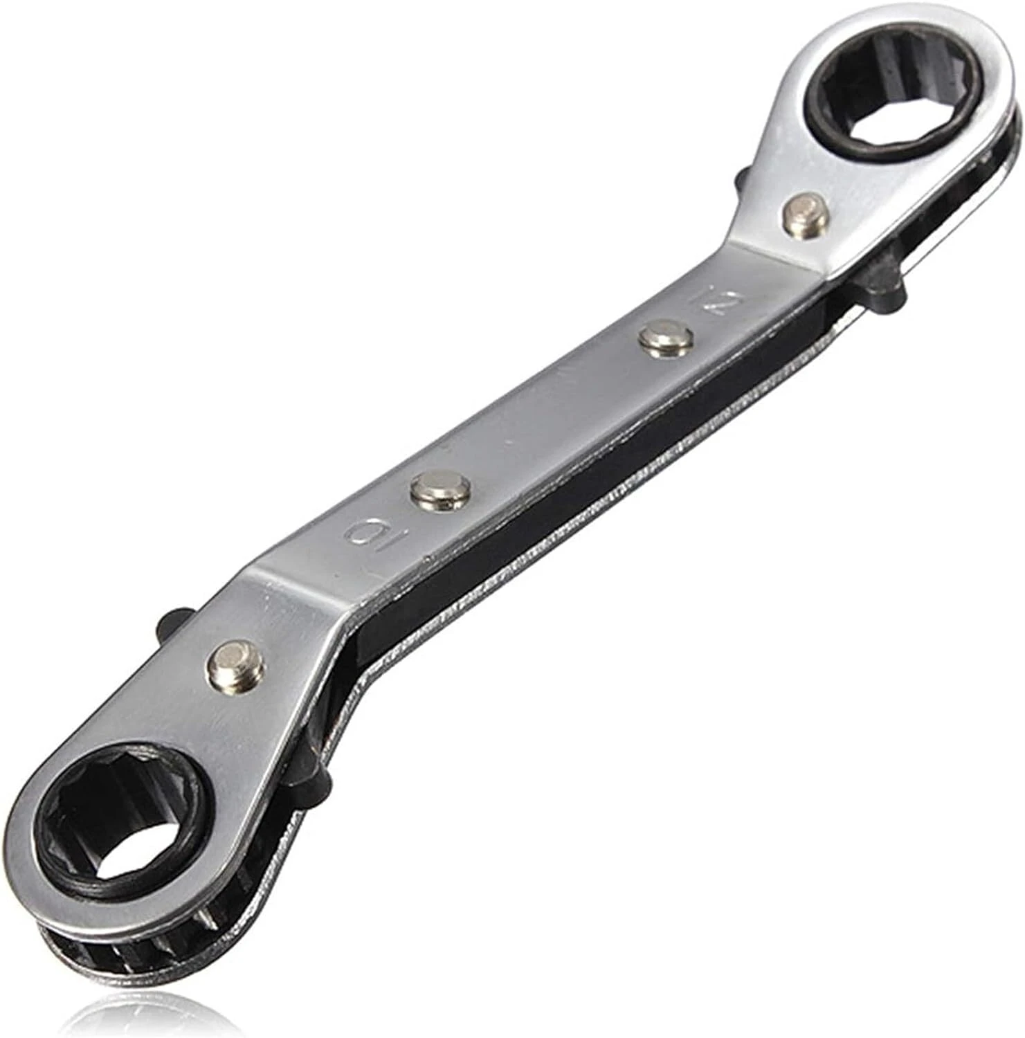 Guo Adjustable Wrench Multifunctional Spanner, 8-10mm Elbow Double-Headed Reversible Ratchet Handle Wrench Metric Hand Tool Ratchet Ring Wrench Commonly
