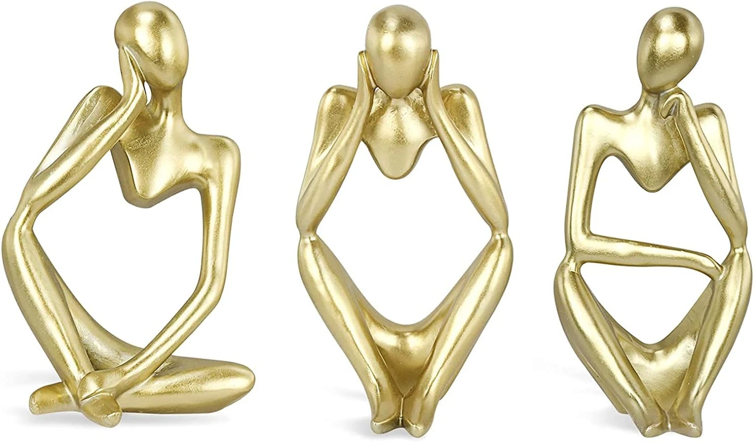 ZCtron 3PCS - Mini 3''L x 2.5''W x 5.2''H Thinker Style Abstract Sculpture Decor (Golden),Collectible Figurines for Home Decor Accents,Living Room Bedroom Office Decoration