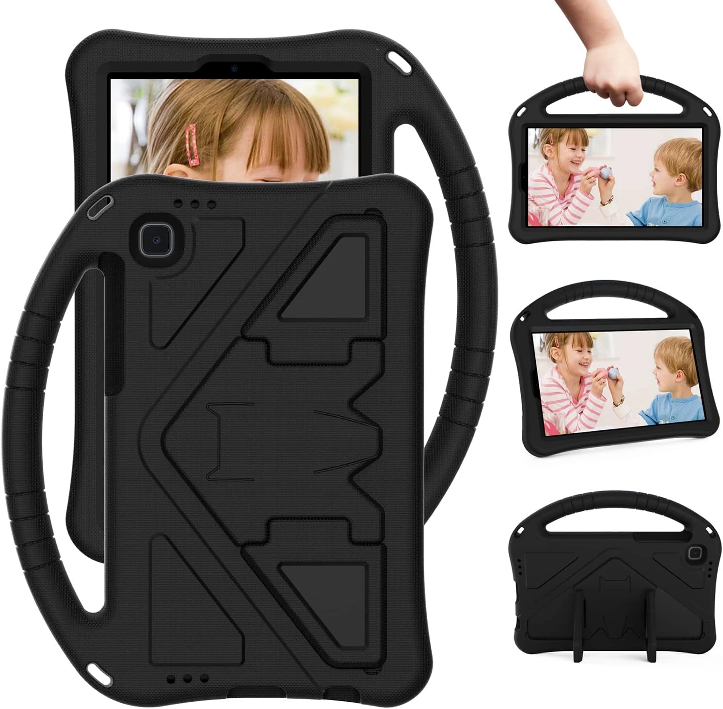 ZCtron Case for Samsung Galaxy Tab A7 Lite 8.7" 2021 SM-T220/T225/T227, Kids Friendly Durable Lightweight Handle Stand Shockproof Protective Cover Black