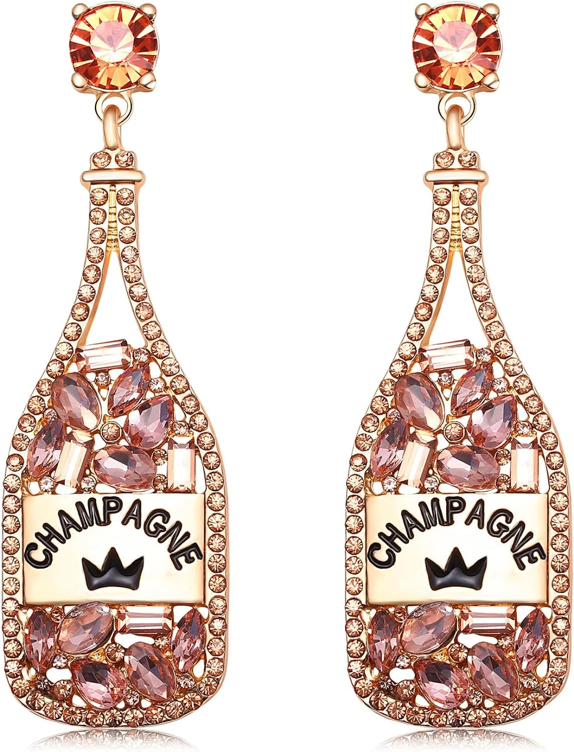Buy ZCtron Champagne Bottle Earrings Rhinestone Beaded Champagne