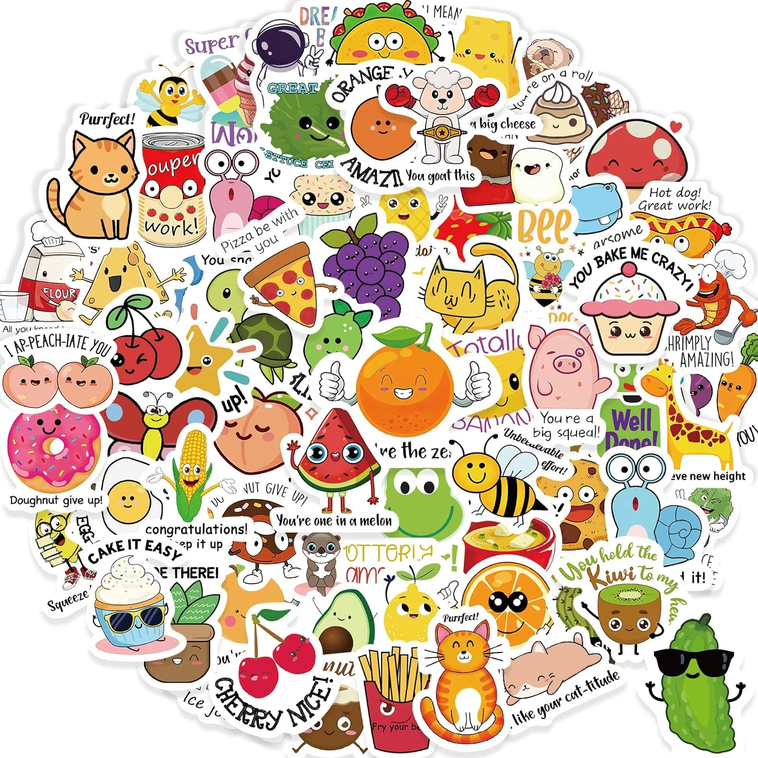 Guo 400 Pcs Cute Stickers for Kids, Classroom Stickers, Water Bottle Stickers, 80 Styles Teacher Stickers for Teens, Kawaii Vinyl Waterproof Aesthetic Hydroflask Laptop Skateboard Bulk Stickers