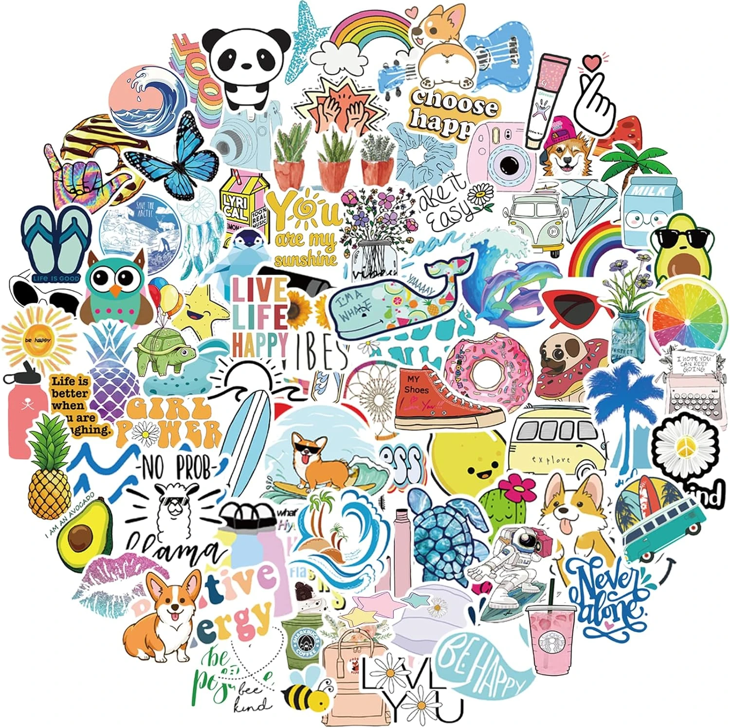 ZCtron Stickers for Water Bottles,100 Pack/PCS Cute Vsco Vinyl Aesthetic Waterproof Stickers Laptop Hydroflask Skateboard Computer Stickers for Teens Kids Girls