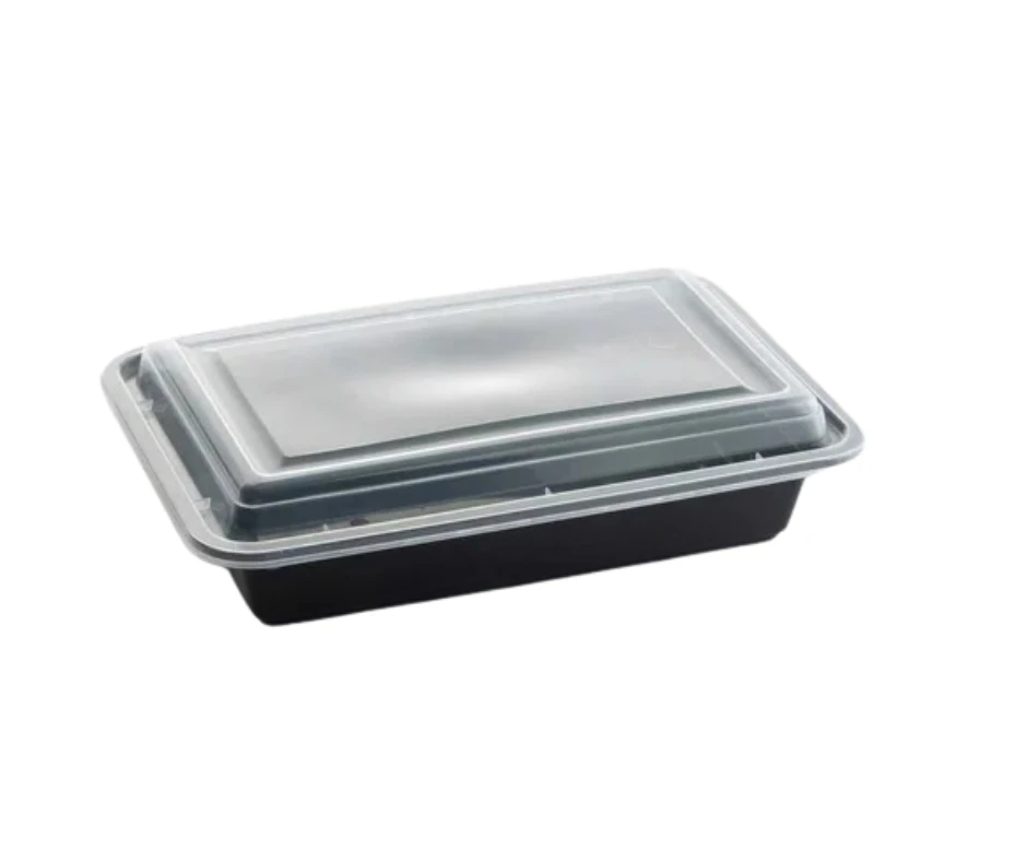 Black Base Rectangular Container with Lids 32 OZ 150 Pieces