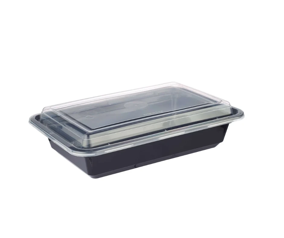 Black Base Rectangular Container With Lids 28OZ 150 Pieces