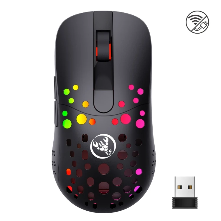 Gaming Mouse - 10000 DPI RGB, Wired/Wireless Dual-Mode, HXSJ T100