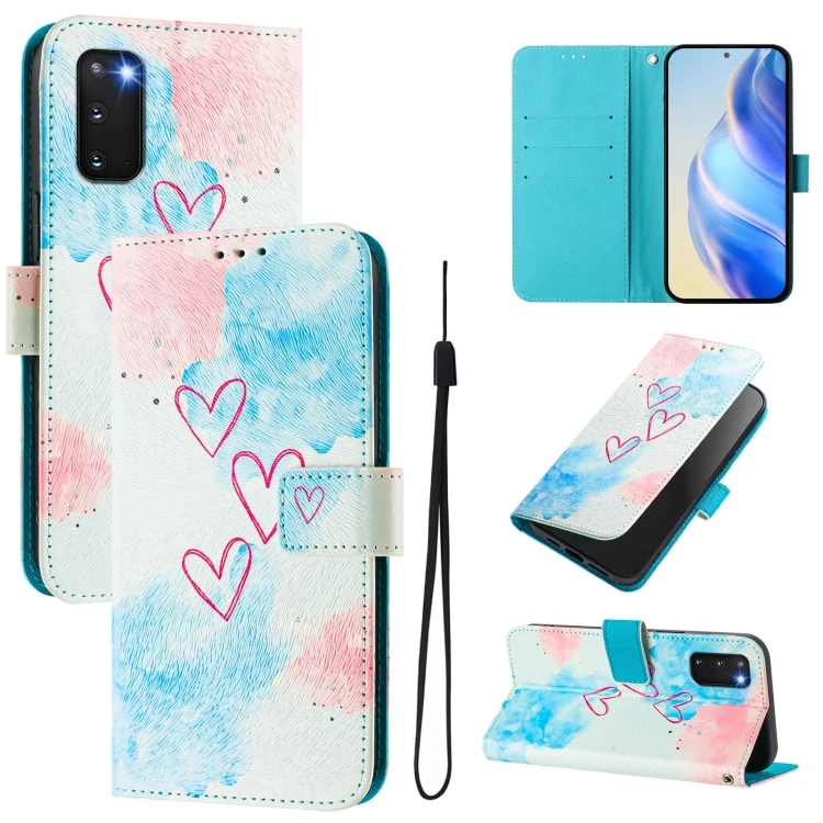 Samsung Galaxy S20 Leather Phone Case - Art Colored Drawing Pattern LOVE ME