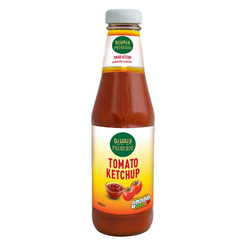Primerio Tomato Ketchup Glass Bottle 340gm,pack of 48pcs