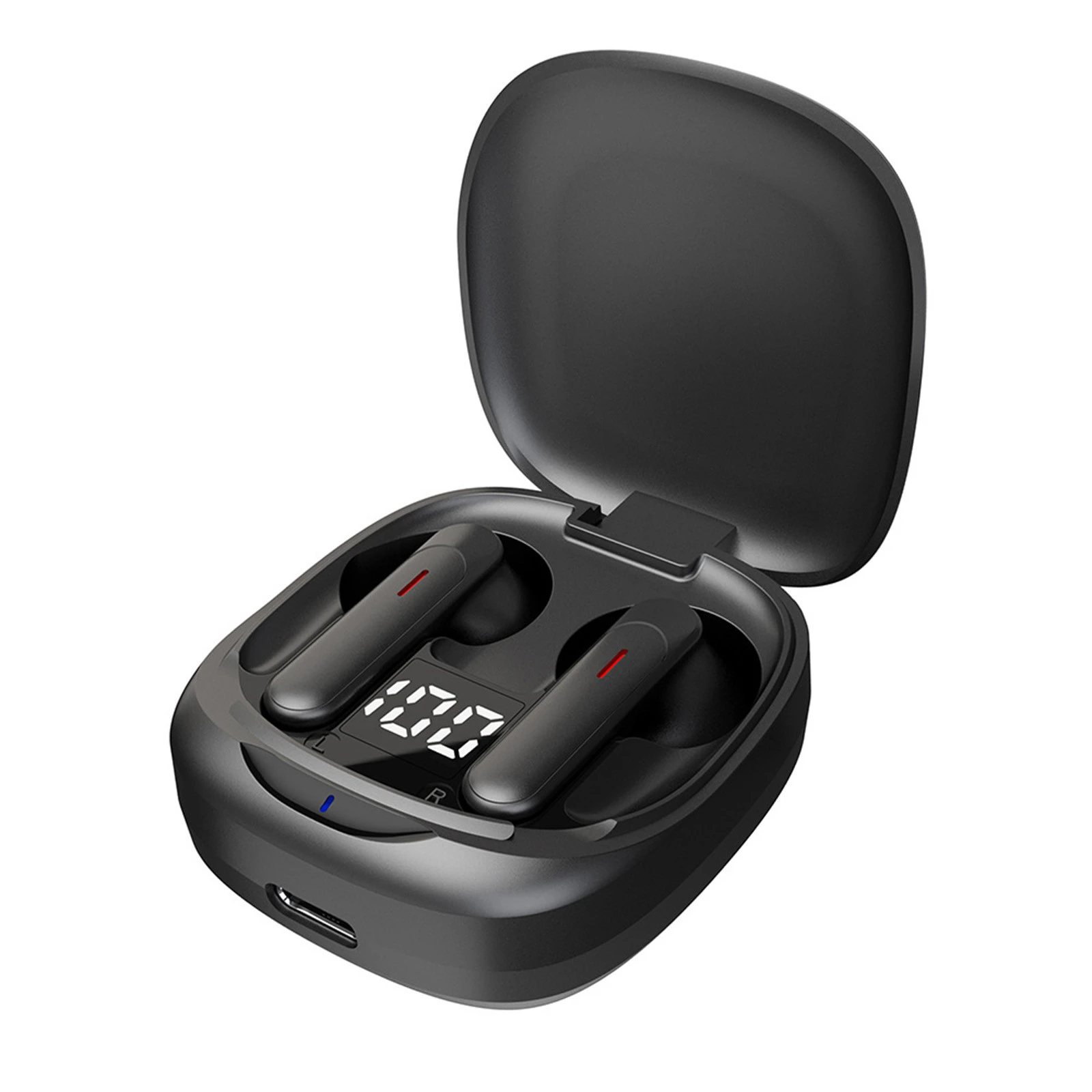 Bluetooth Wireless Earbuds - Stereo Sound, Noise Reduction, Built-in Mic, Charging Case, Black