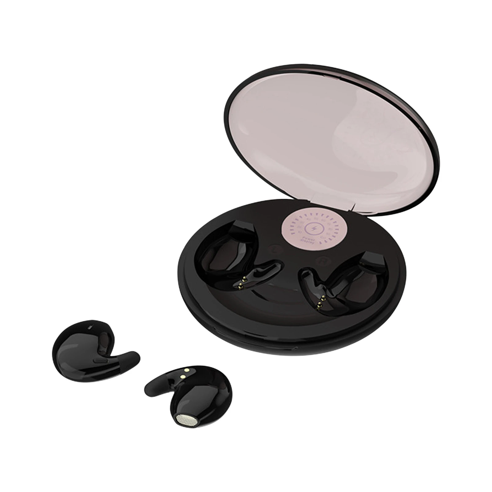 True Wireless Earbuds - Bluetooth, In-Ear, Built-in Mic, Wireless Charging Case, Black