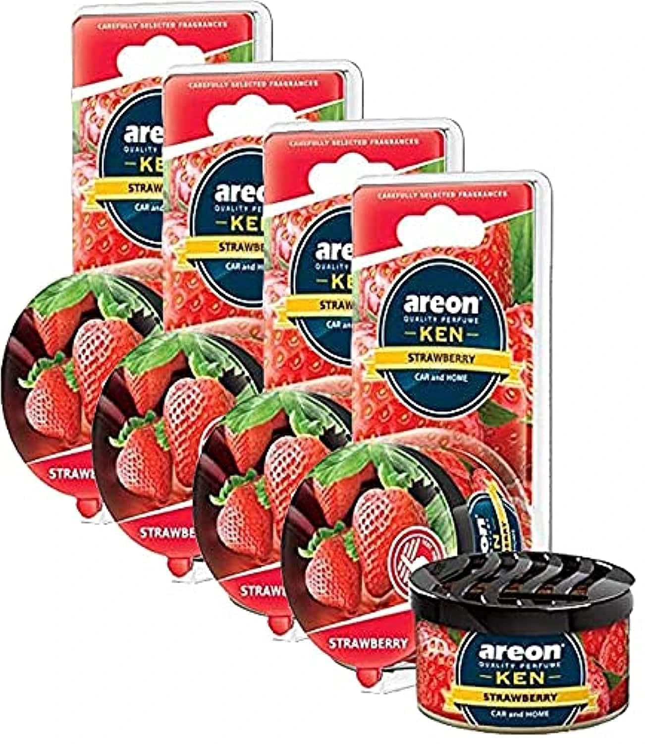 Areon Ken Blister - Car Air Freshener,Strawberry-4Pcs