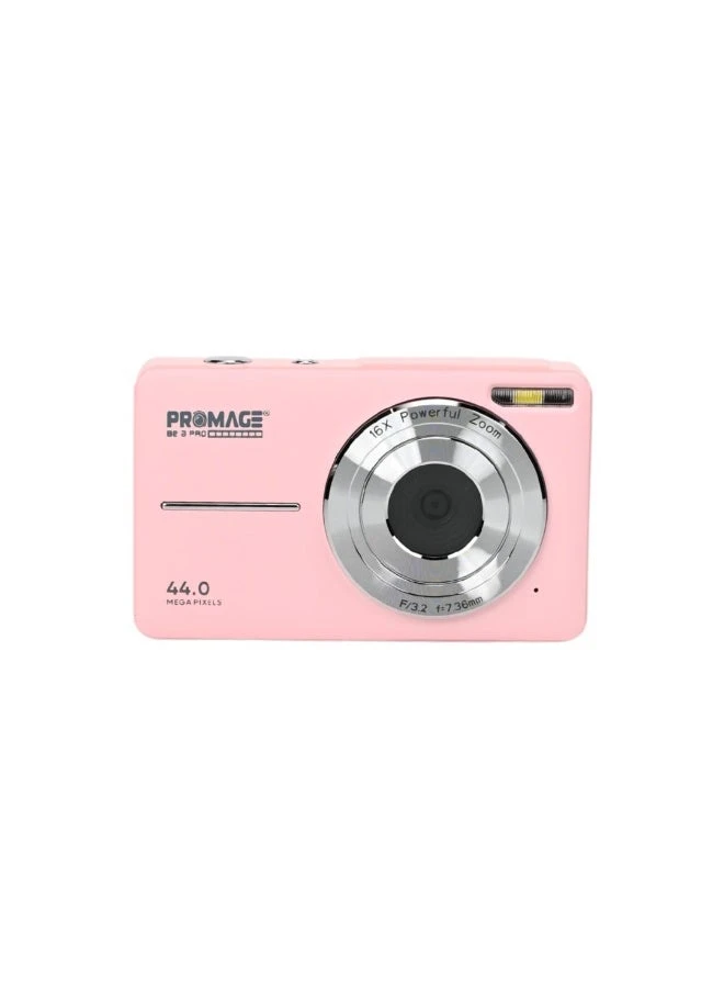 PROMAGE Digital Camera PC100 Black - 44MP Full HD 1080P Vlogging Camera with 16X Zoom & Solibag Case | Compact Point and Shoot for Kids, Beginners & Travel