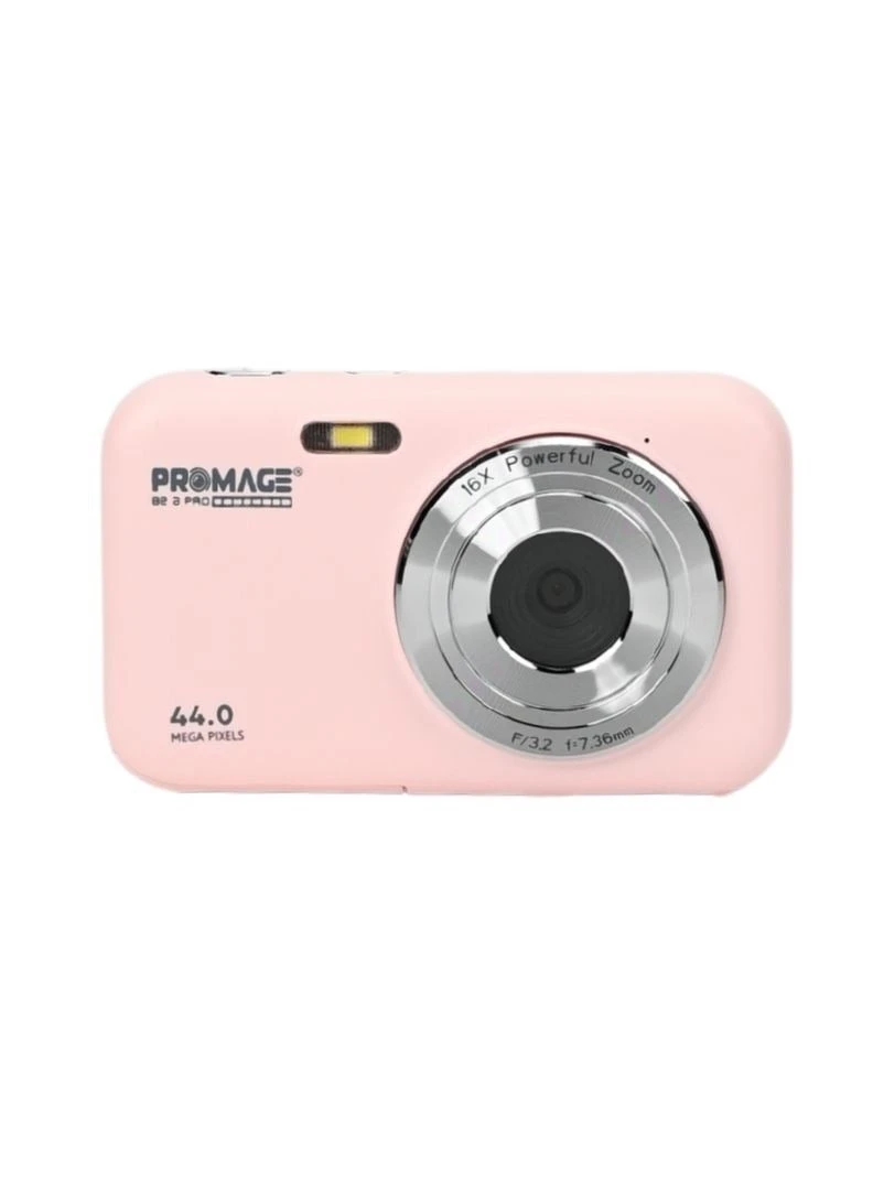 PROMAGE Digital Camera PC95 Pink - 44MP Full HD 1080P Vlogging Camera with 16X Zoom & Solibag Case | Compact Point and Shoot for Kids, Beginners & Travel