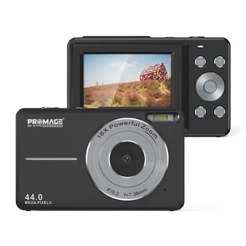 PROMAGE PC100 Digital Camera 44MP Black, 1080p Video, 2.4 LCD Screen, 16X Digital Zoom, USB Rechargeable