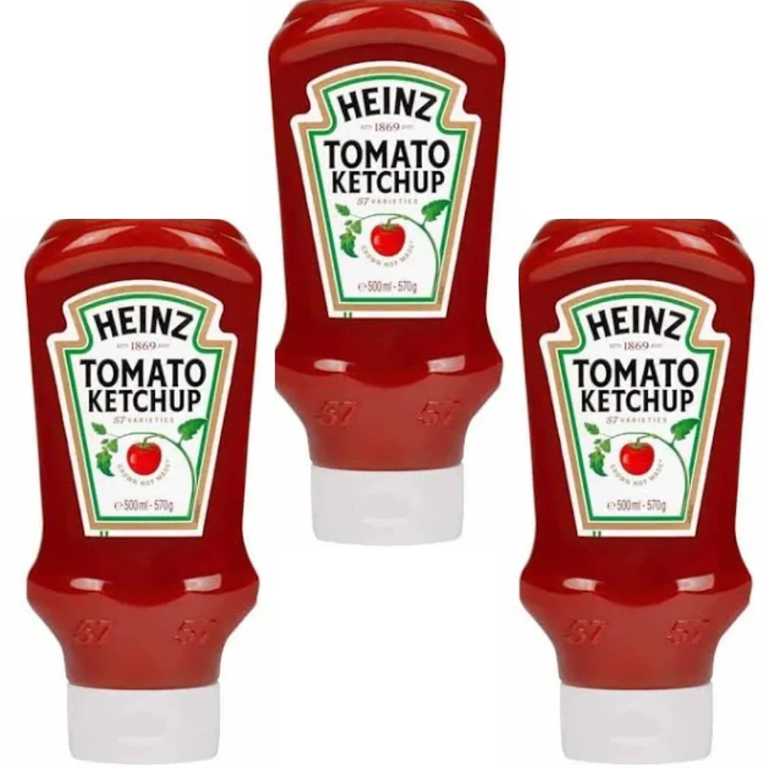 Heinz Tomato Ketchup Top Down Squeezy Bottle, 3pc x 570g