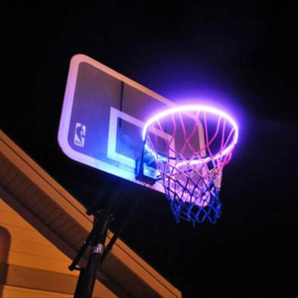 Basketball Hoop LED Light Solar Energy Basketball Rim Night Shooting Accessory Basketball Attachment, Color: Multicolor, Item Type: Basketball Hoop Light, Material: LED, Size: