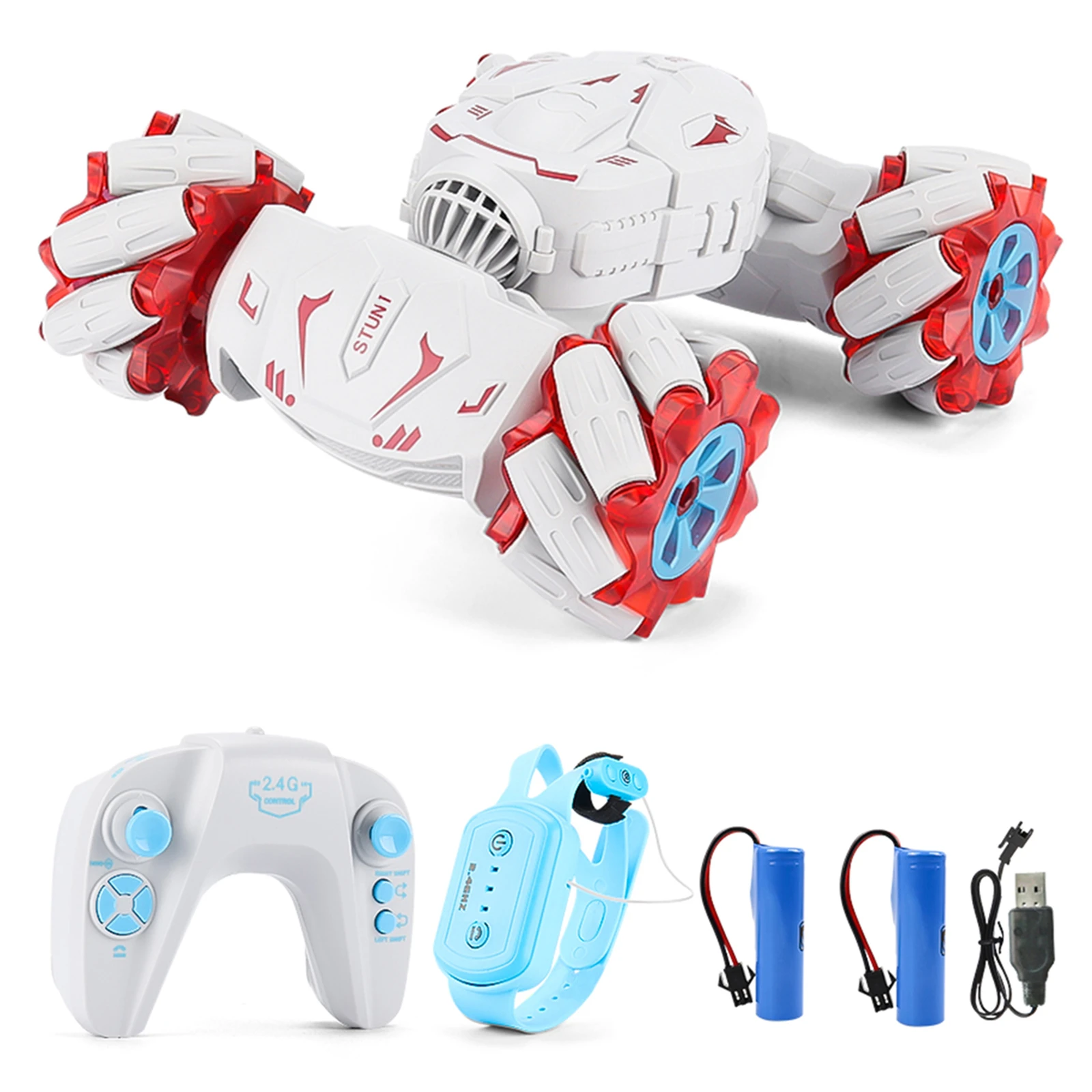 RC Stunt Car With 360° Flips & Spray - 2.4Ghz Remote Control Truck With Headlights For Kids 6-11 Years