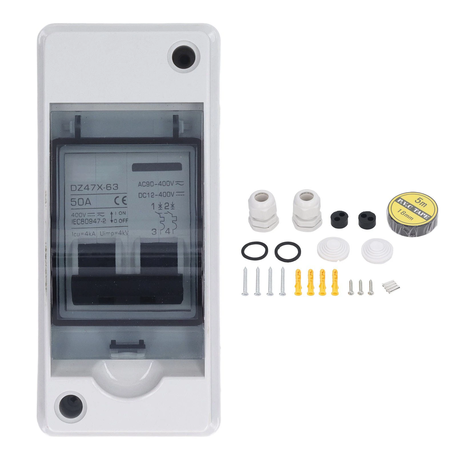Solar Disconnect Switch – PV DC Isolator 16A/20A/32A/40A/63A 500V – IP65 Waterproof With Transparent Cover For Solar Panels, RV, Off-Grid Systems (20A)