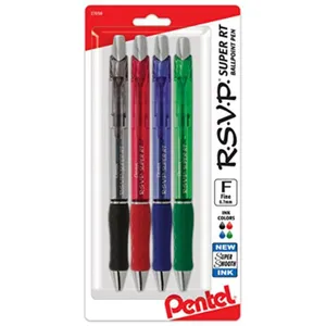 Fine Line Red Ink BK90BP5B Pentel R.S.V.P 5 Pack Ballpoint Pen 