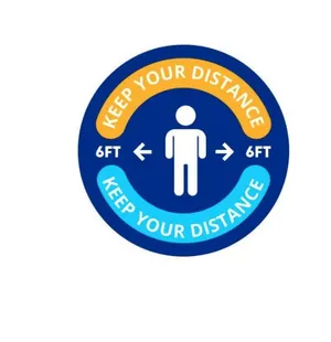 5 X Social Distance 28cm Circle Floor Stickers Safe Sign Removable Vinyl Decals 
