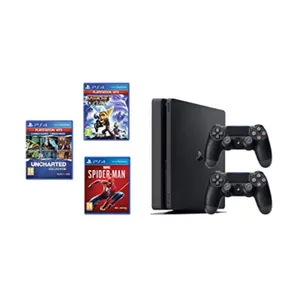 Sony PlayStation 4 Slim 500 GB Console with Two DualShock 4 Controllers with 3 Games