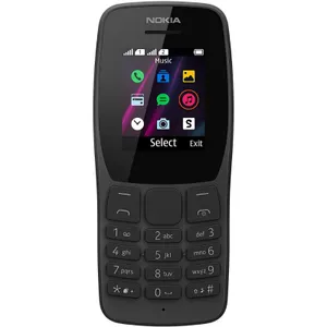 Nokia 110 Feature Phone, Dual Sim, 4 Mb Ram, Camera - Black