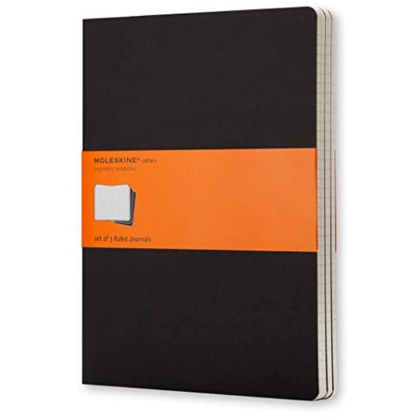 Moleskine Cahier Journal XL (7.5" x 9.5") Ruled Black Set Of 3