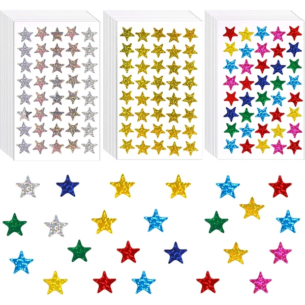 2240Pcs Metallic Glitter Foil Star Stickers, Wholesale