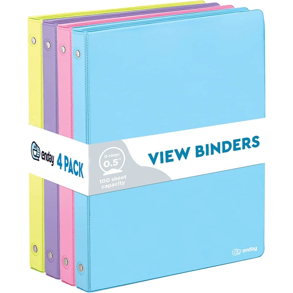 1/2 Inch 3 Ring Binder Clear View Cover With 2 Inside Pockets, 4 Pack Wholesale Prices Tradeling