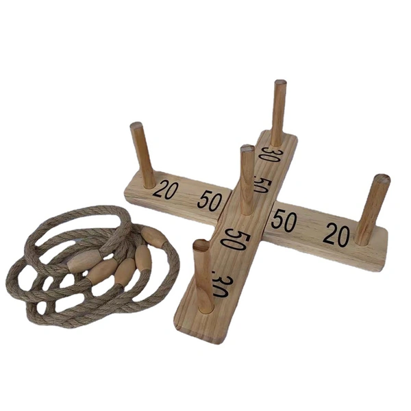Wooden Ring Toss Game Set Wooden Throwing Game Easy Assembly And