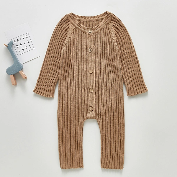 Newborn Baby Bodysuit Long Sleeves Knitted Jumpsuit Comfortable Outfits