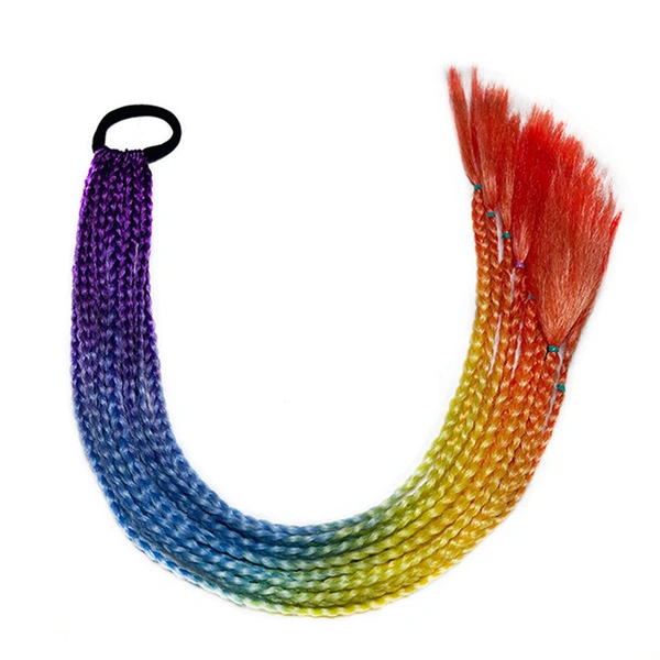 Gradient Color Hair Strands Girl's Hair Extensions Braid Ponytails For Party 30 بالجملة تريدلنغ