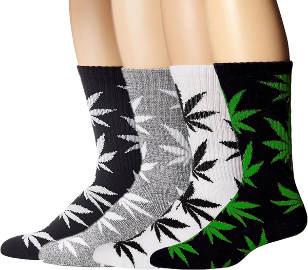 ZCtron Athletic Sports High Crew Socks for Men Women Marijuana Weed