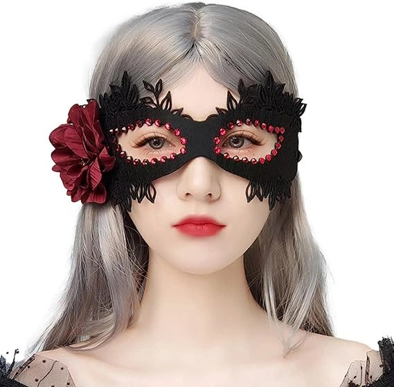 ZCtron Halloween Black Masquerade Mask for Women Spider Half Face ...