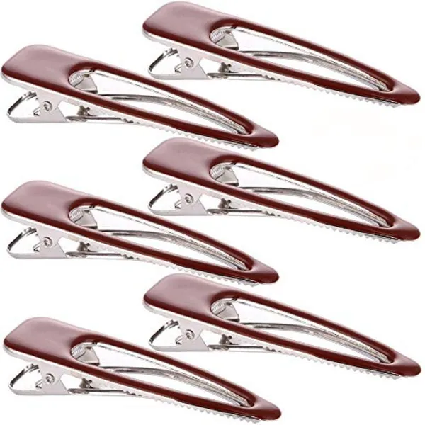 Loneedy 6 Pack Hair Metal Barrettes For Thick Hair Brown Wholesale