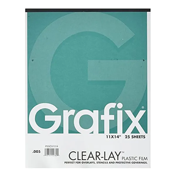 Grafix 25 Sheet Lay Plastic Film Pad Clear 11 x 14 inch Grp-p05cv1114 ...