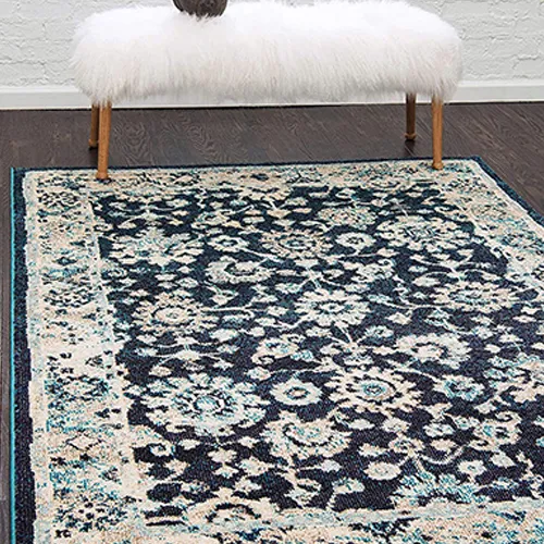 Unique Loom Penrose Collection Vintage Rectangular Area Rug Blue and