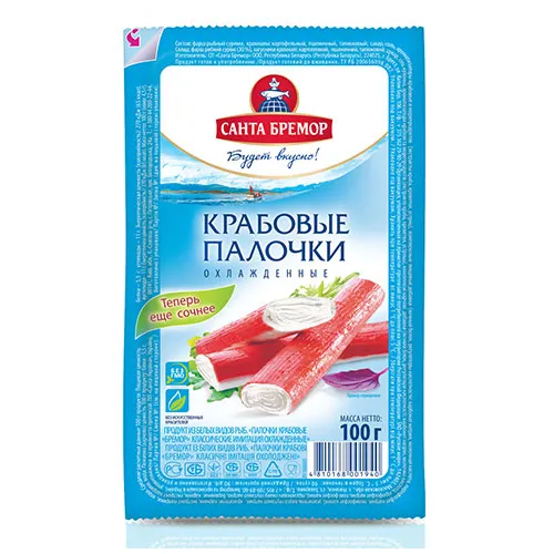 Палочки крабовые бремор классические 100г/охлажд./30шт (4810168001940)